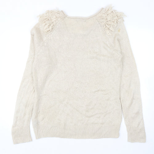 George Womens Beige Round Neck Acrylic Pullover Jumper Size 20