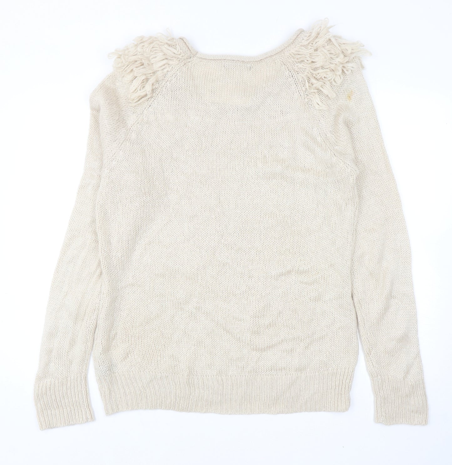 George Womens Beige Round Neck Acrylic Pullover Jumper Size 20