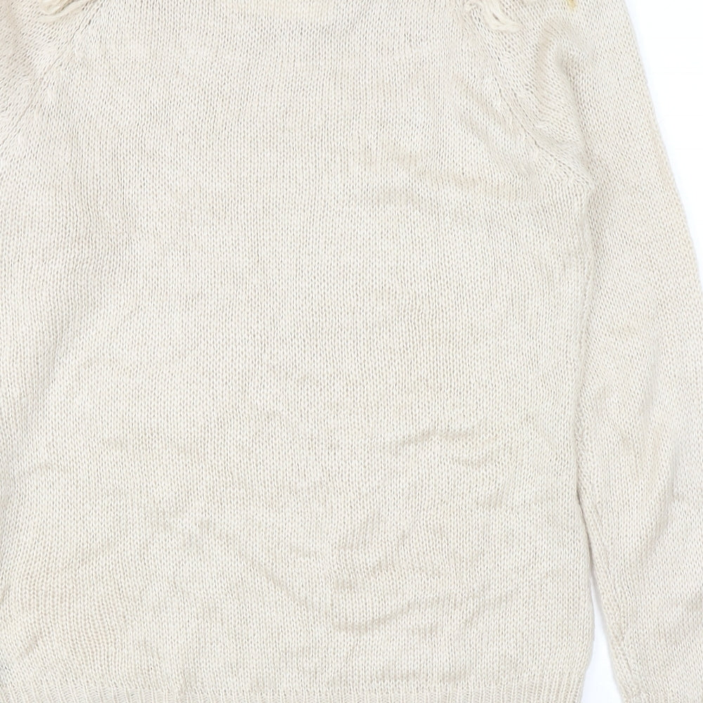 George Womens Beige Round Neck Acrylic Pullover Jumper Size 20