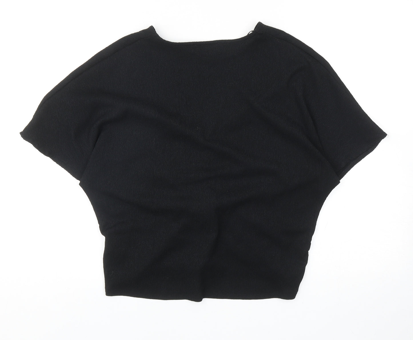 Marks and Spencer Womens Black Polyester Basic Blouse Size 14 V-Neck