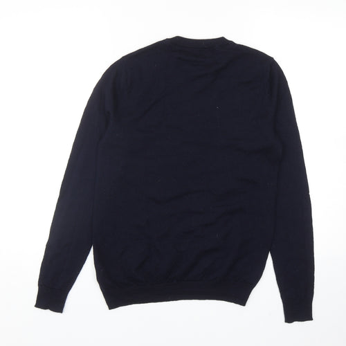 Without Prejudice Mens Blue Round Neck Wool Pullover Jumper Size S