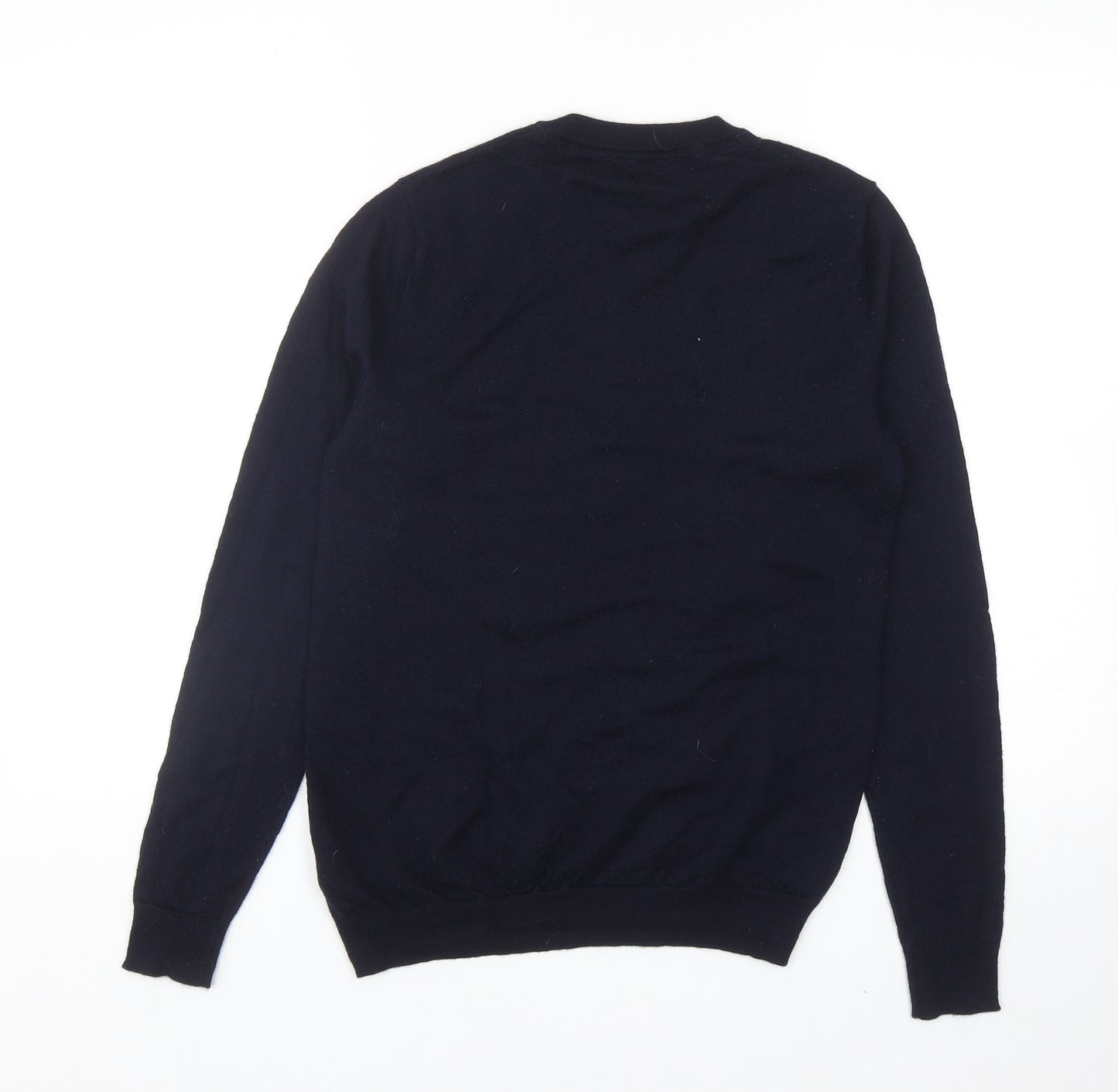 Without Prejudice Mens Blue Round Neck Wool Pullover Jumper Size S