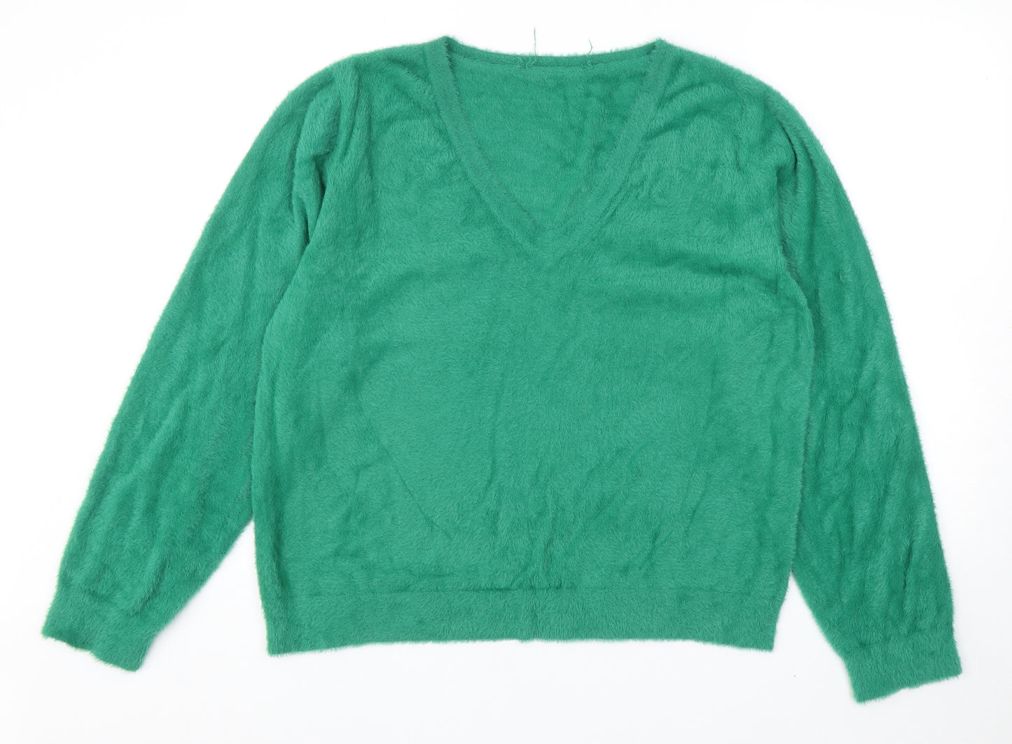 Very Womens Green V-Neck Polyamide Pullover Jumper Size 18