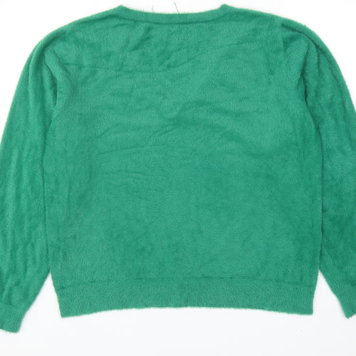 Very Womens Green V-Neck Polyamide Pullover Jumper Size 18