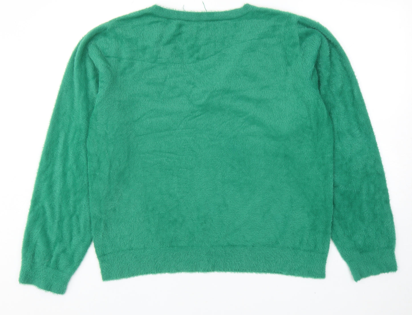 Very Womens Green V-Neck Polyamide Pullover Jumper Size 18