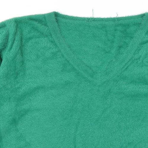 Very Womens Green V-Neck Polyamide Pullover Jumper Size 18