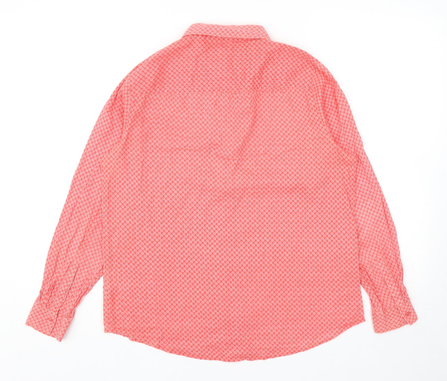 Jigsaw Womens Red Geometric Cotton Basic Button-Up Size 12 Collared