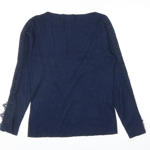 Apricot Womens Blue Boat Neck Viscose Pullover Jumper Size 14