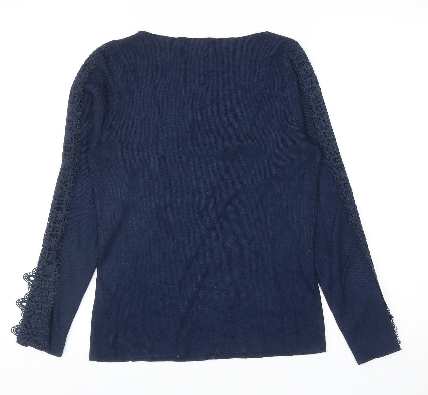 Apricot Womens Blue Boat Neck Viscose Pullover Jumper Size 14