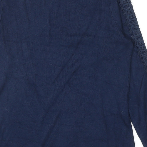 Apricot Womens Blue Boat Neck Viscose Pullover Jumper Size 14