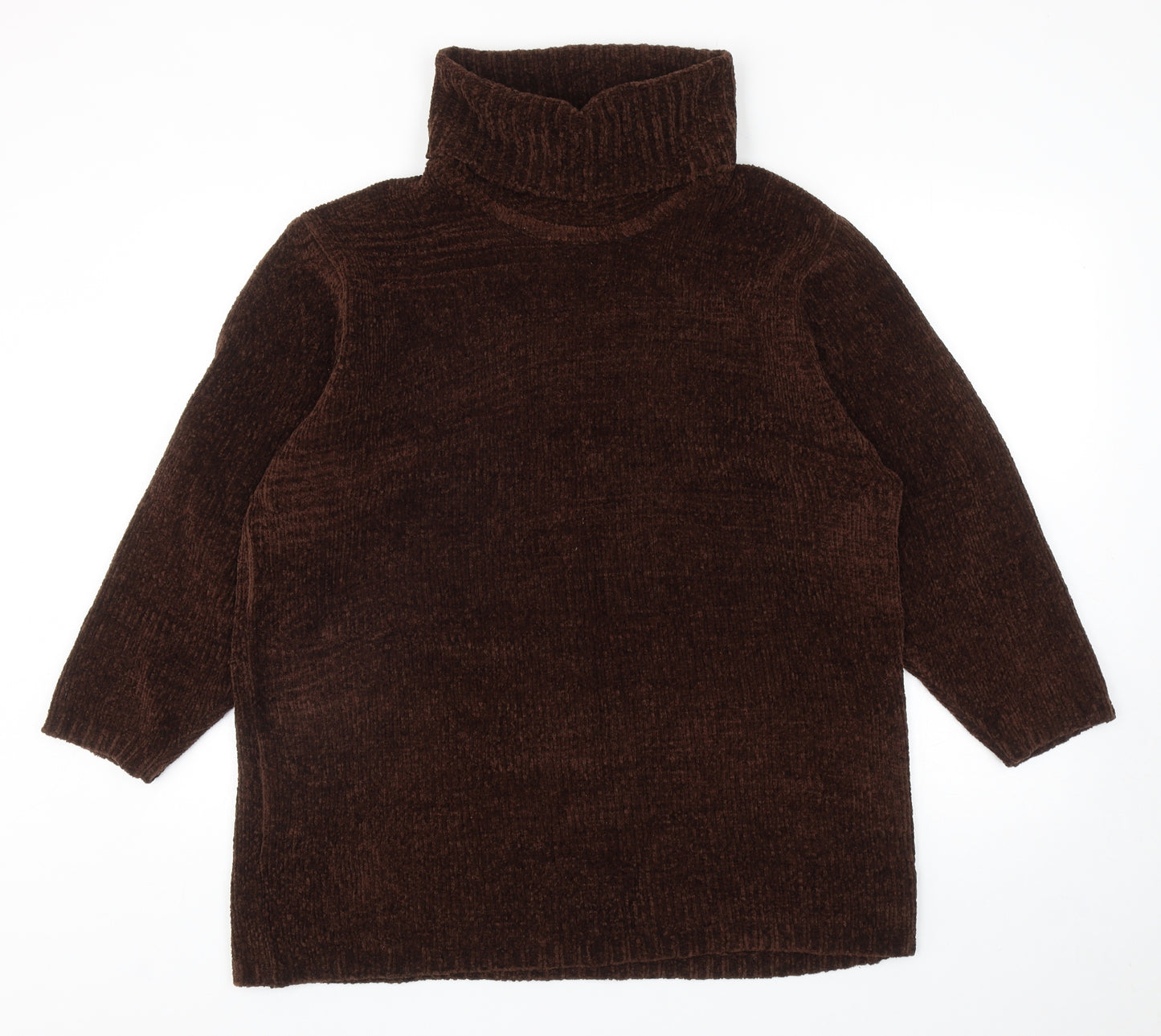 Enrico Leoni Womens Brown Roll Neck Acrylic Pullover Jumper Size L