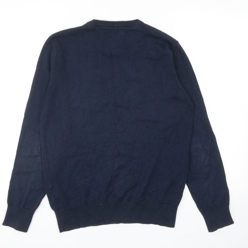 Brave Soul Mens Blue Round Neck Cotton Pullover Jumper Size S