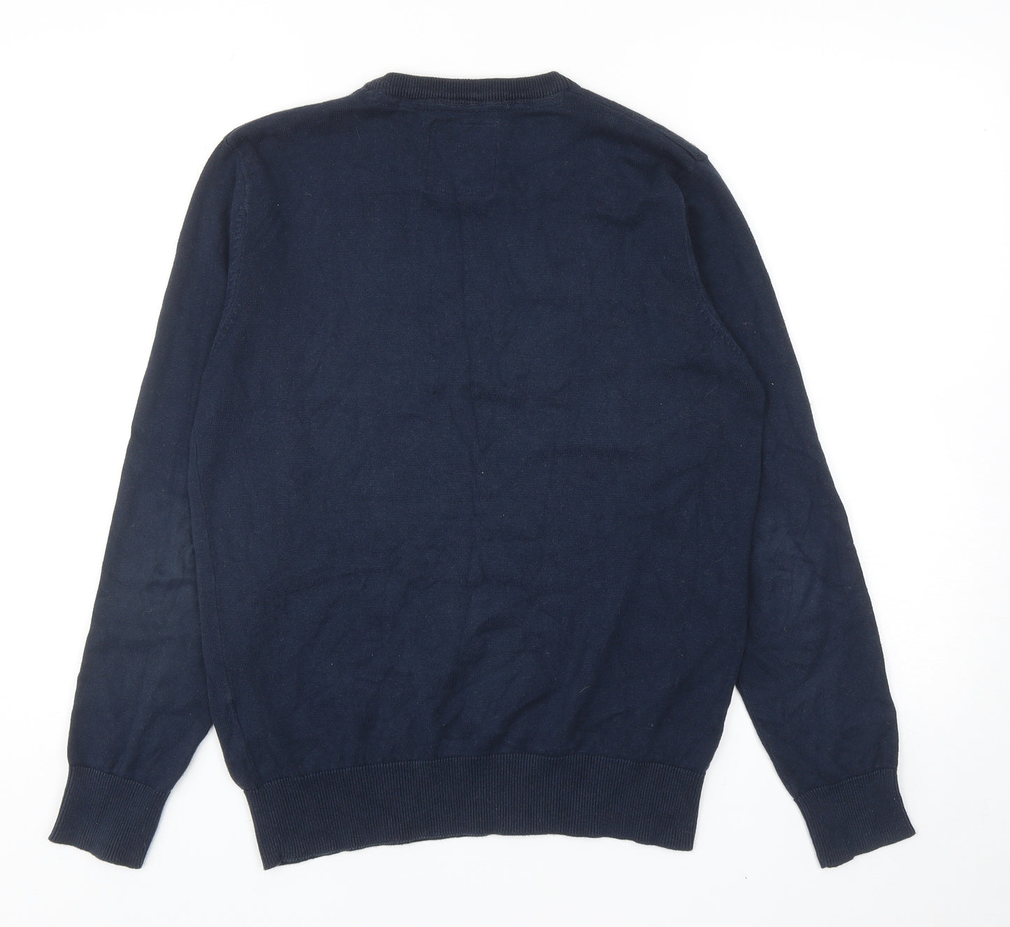 Brave Soul Mens Blue Round Neck Cotton Pullover Jumper Size S