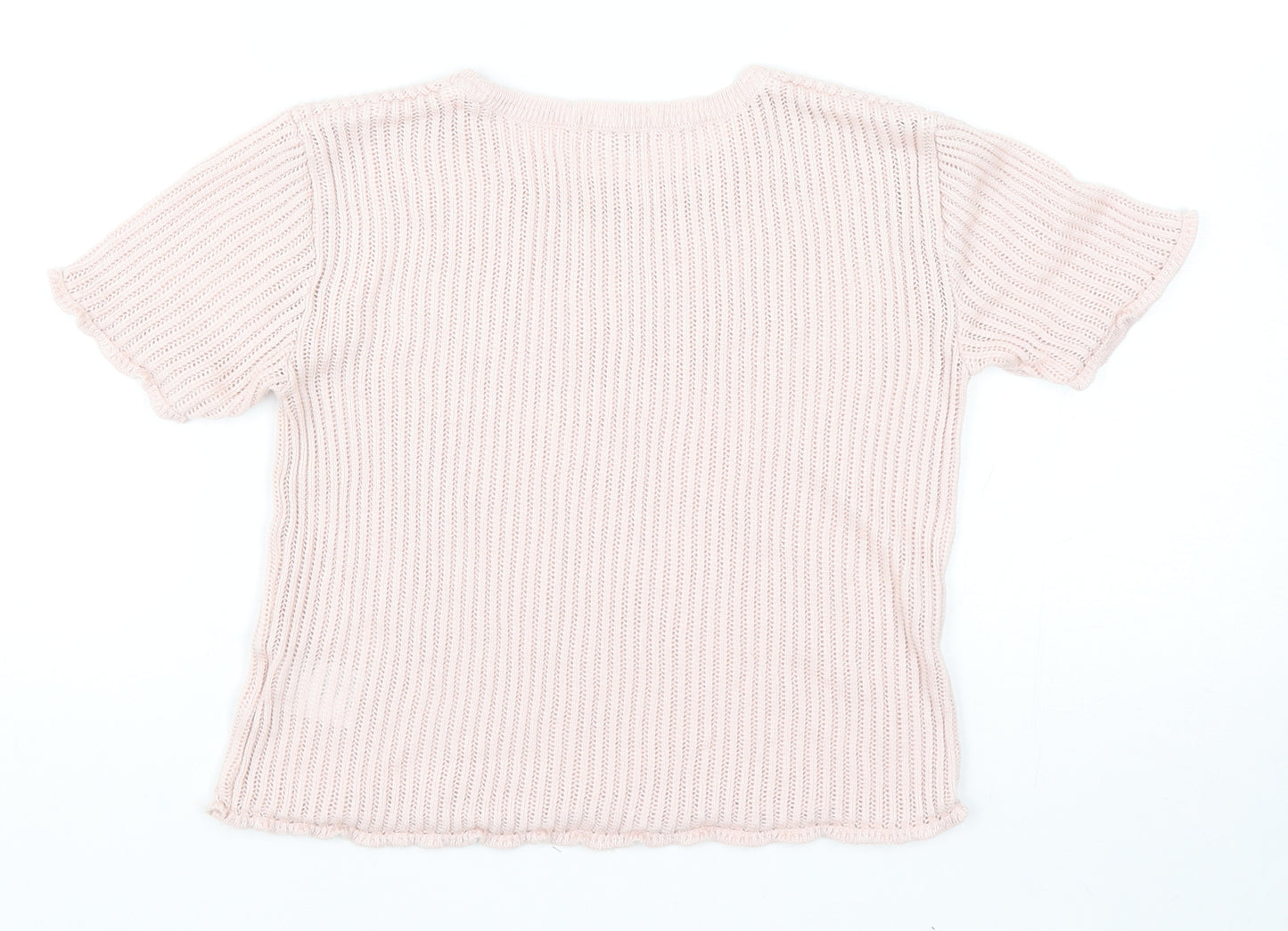 Cooperative Womens Pink Acrylic Basic T-Shirt Size S Crew Neck - Ribbed