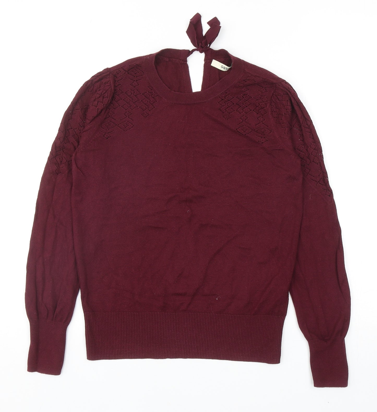 Oasis Womens Red Round Neck Cotton Pullover Jumper Size S