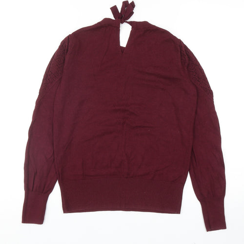 Oasis Womens Red Round Neck Cotton Pullover Jumper Size S