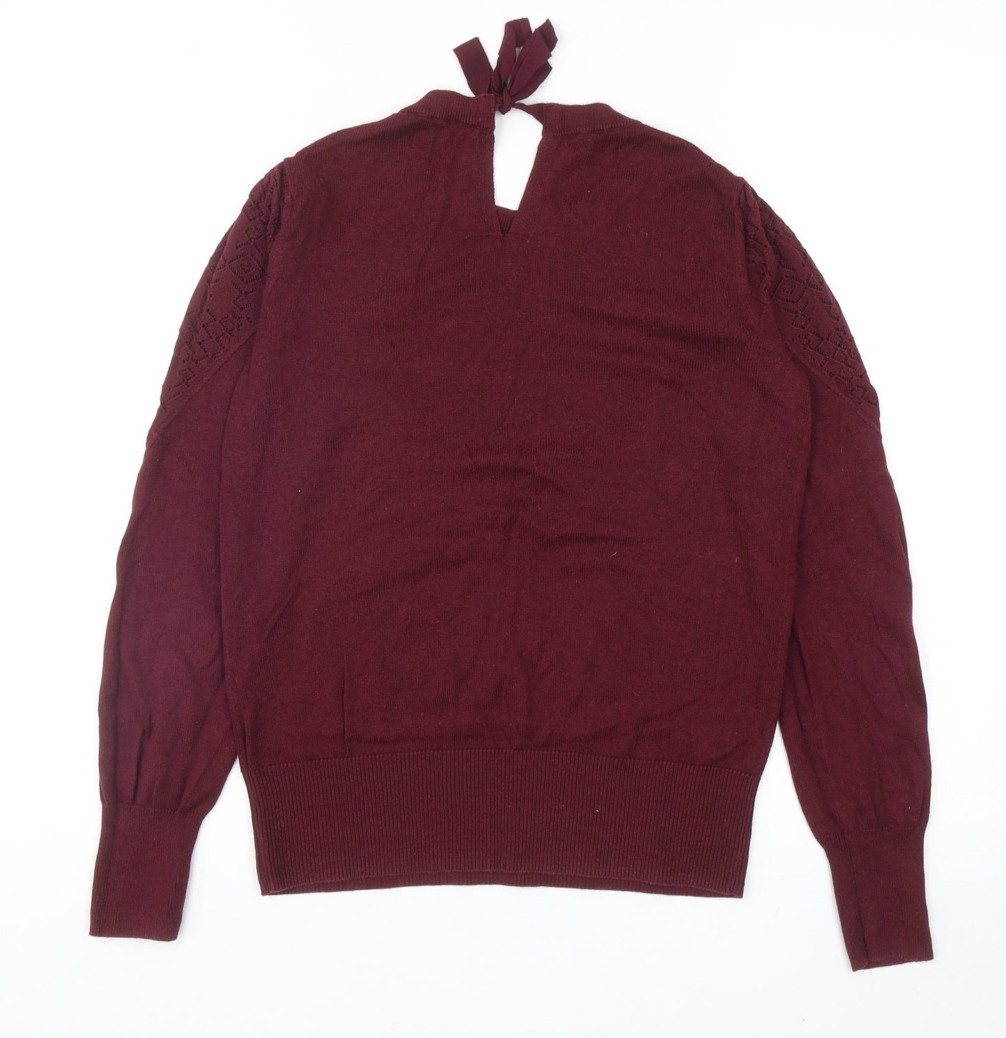Oasis Womens Red Round Neck Cotton Pullover Jumper Size S