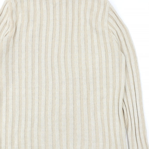 Daxon Womens Beige Roll Neck Acrylic Pullover Jumper Size 12