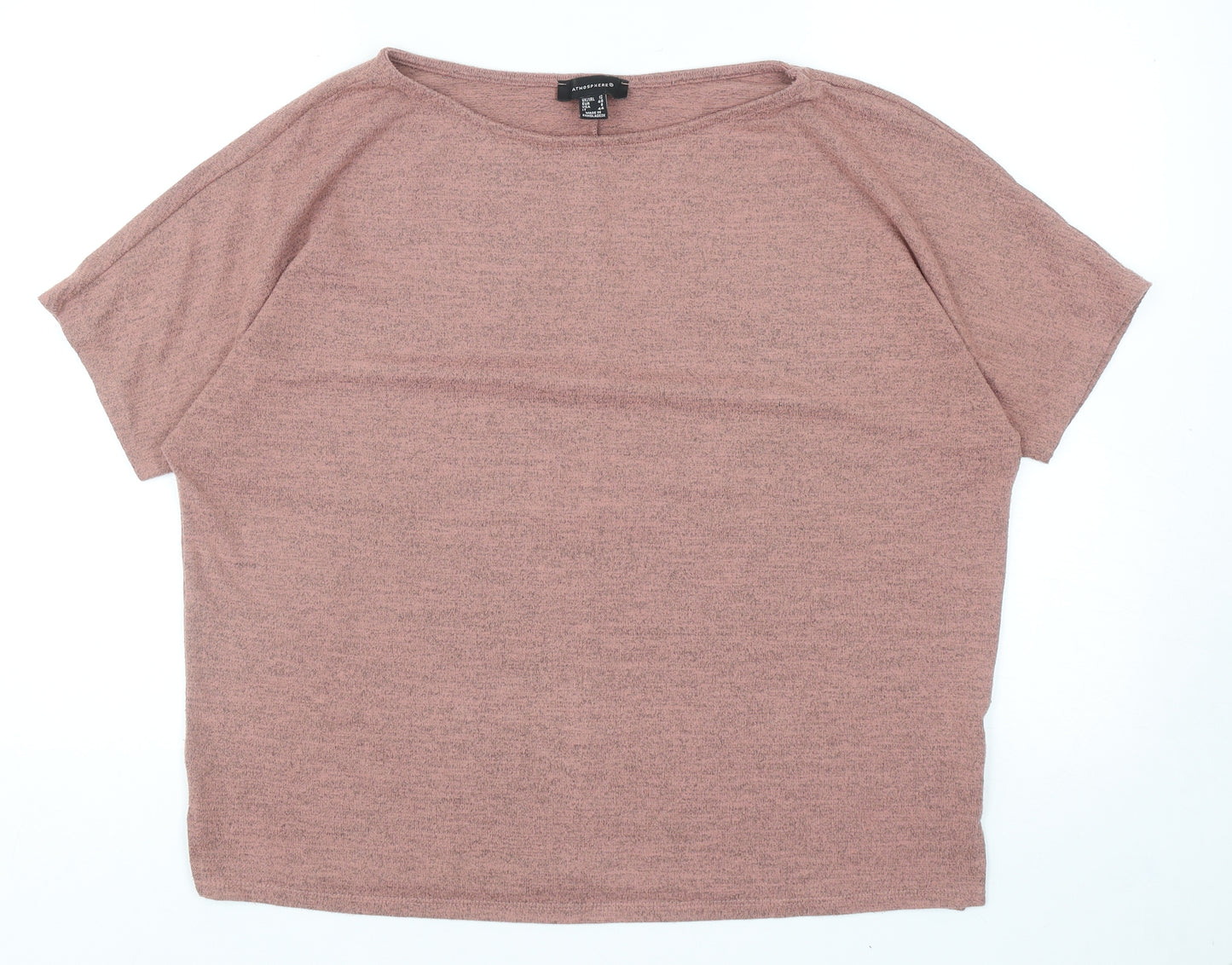 Atmosphere Womens Pink Polyester Basic T-Shirt Size 12 Boat Neck