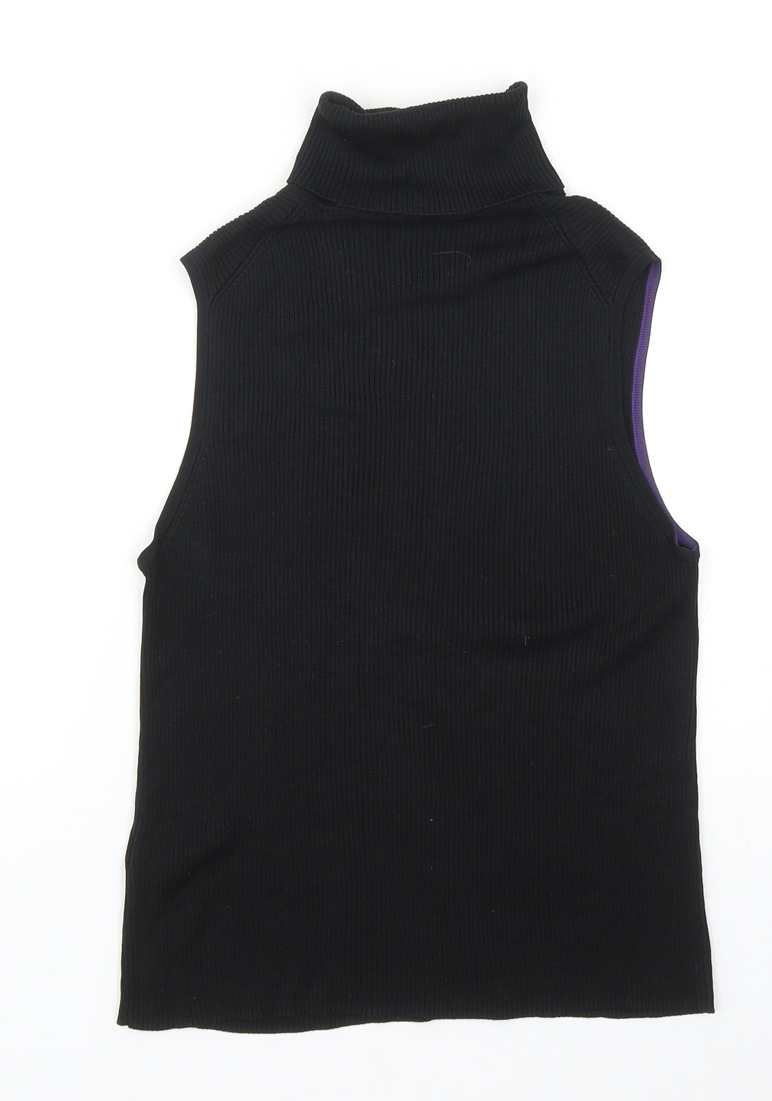 Marks and Spencer Womens Black Silk Basic Tank Size 18 Roll Neck