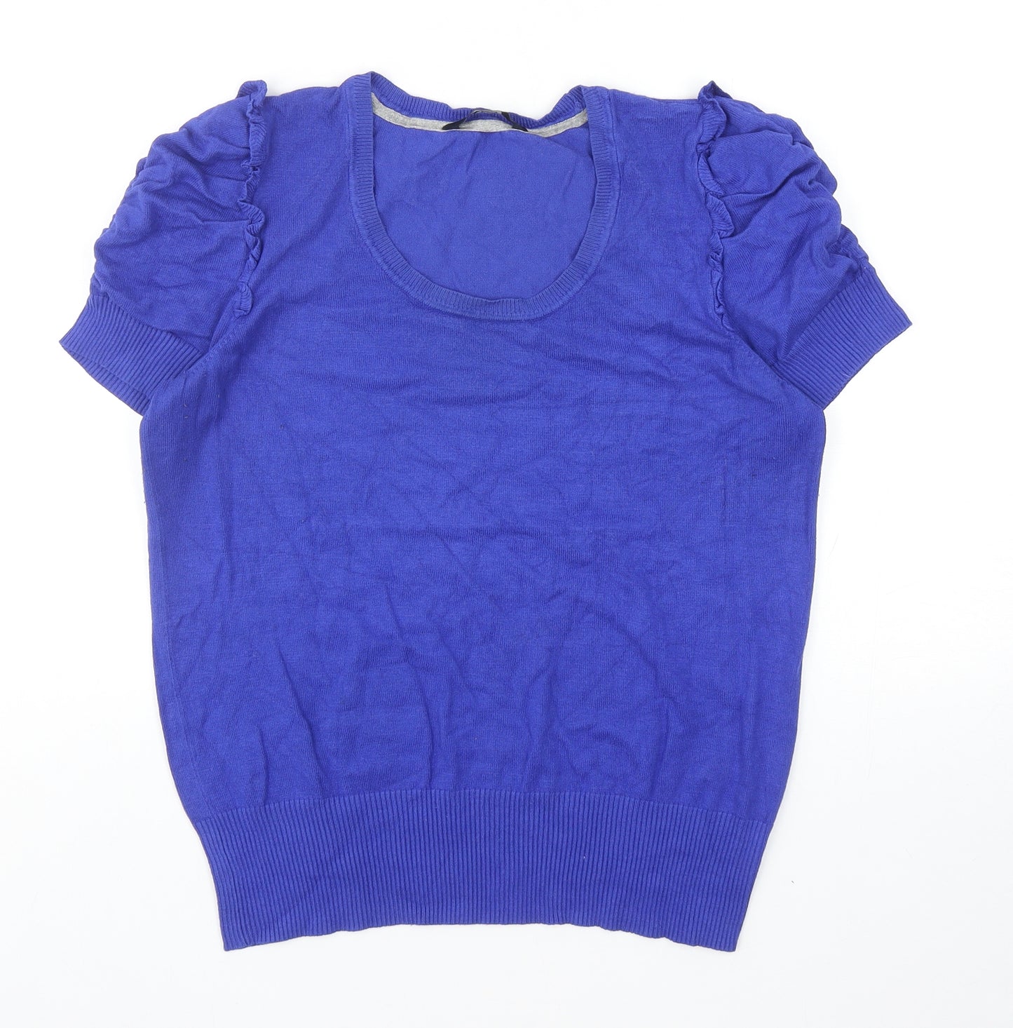 BHS Womens Blue Scoop Neck Viscose Pullover Jumper Size 14