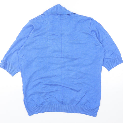 EWM Womens Blue V-Neck Viscose Cardigan Jumper Size M