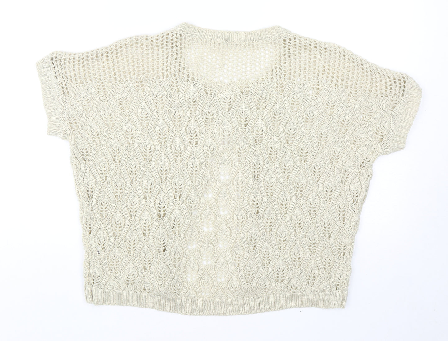 TU Womens Beige Round Neck Acrylic Cardigan Jumper Size S