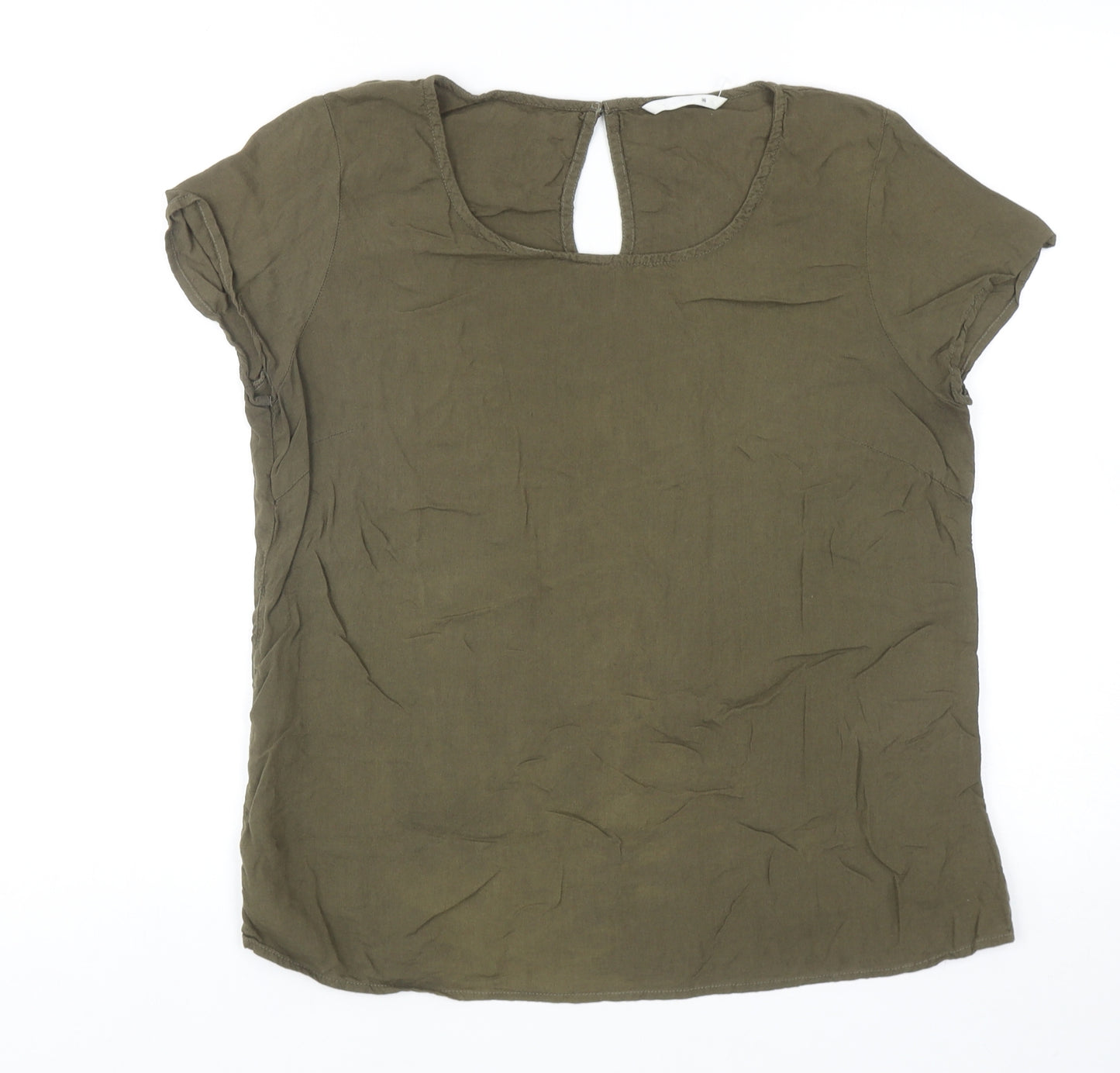 Only Womens Green Viscose Basic T-Shirt Size 8 Round Neck