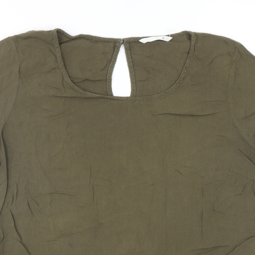 Only Womens Green Viscose Basic T-Shirt Size 8 Round Neck