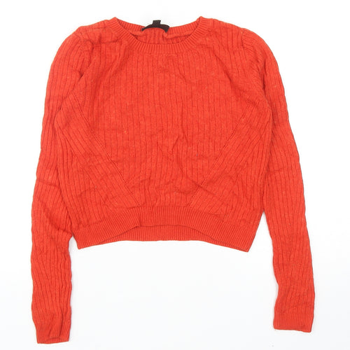 New Look Womens Red Round Neck Viscose Pullover Jumper Size 8