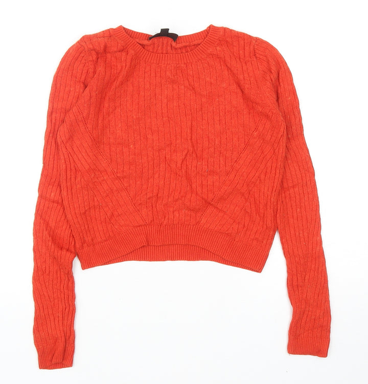 New Look Womens Red Round Neck Viscose Pullover Jumper Size 8