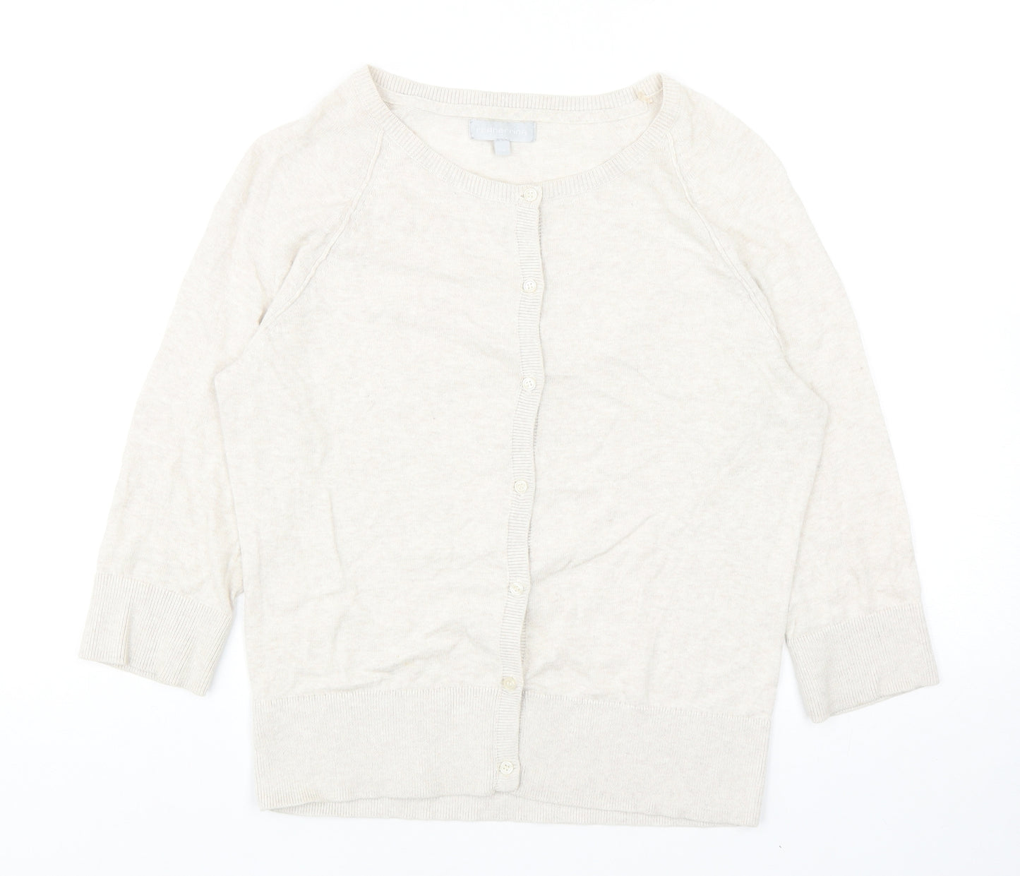 Red Herring Womens Beige Round Neck Acrylic Cardigan Jumper Size 14