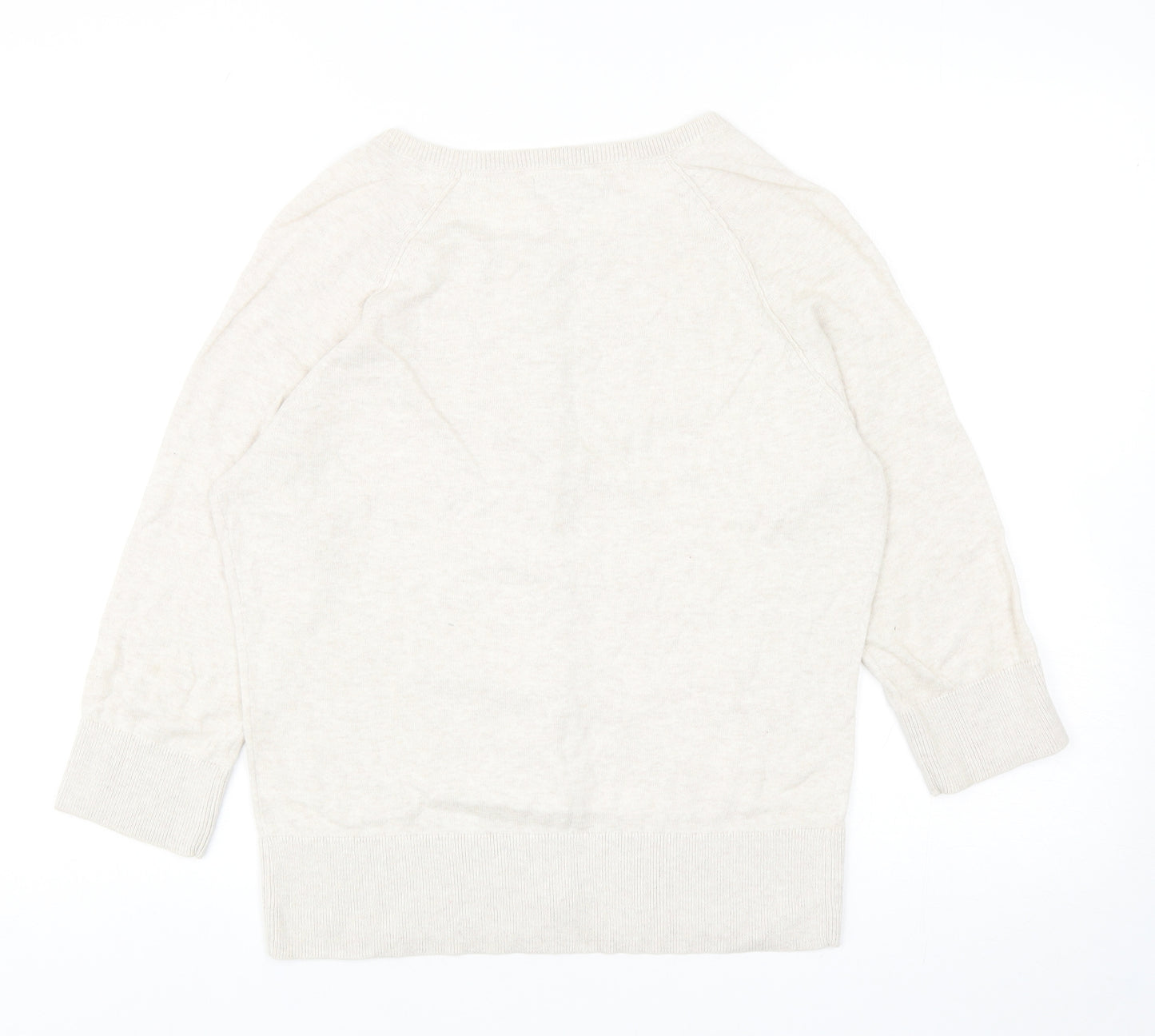 Red Herring Womens Beige Round Neck Acrylic Cardigan Jumper Size 14