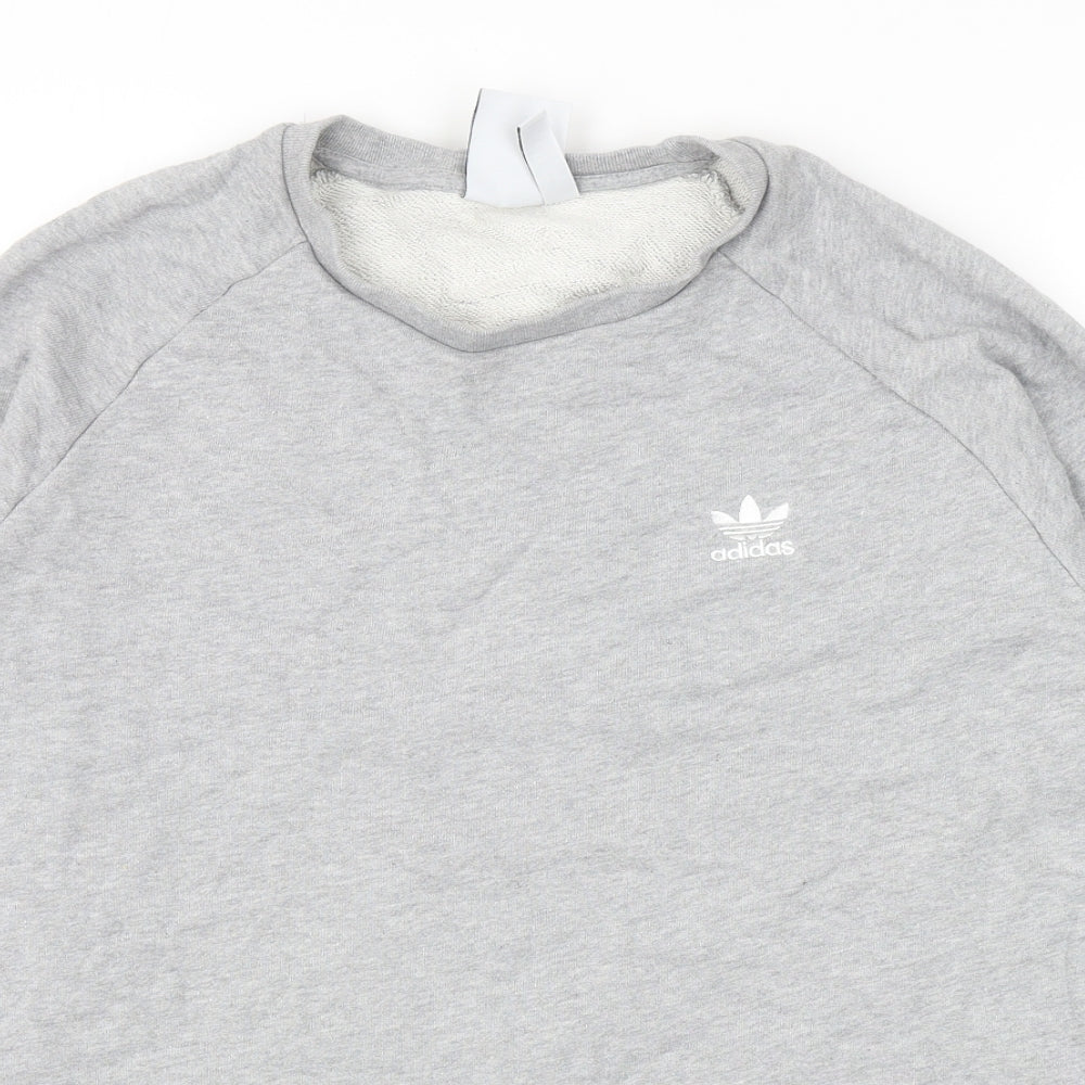 adidas Mens Grey Cotton Pullover Sweatshirt Size M