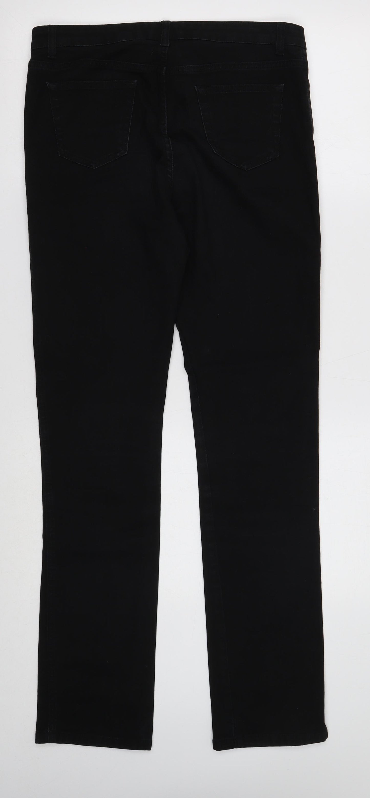 Jaeger Womens Black Cotton Straight Jeans Size 12 Regular Button