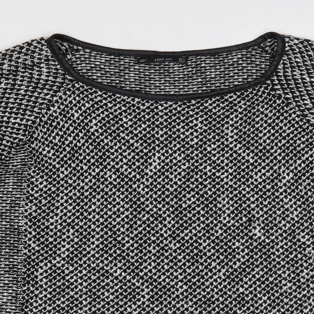 Zara Womens Black Round Neck Acrylic Pullover Jumper Size 8