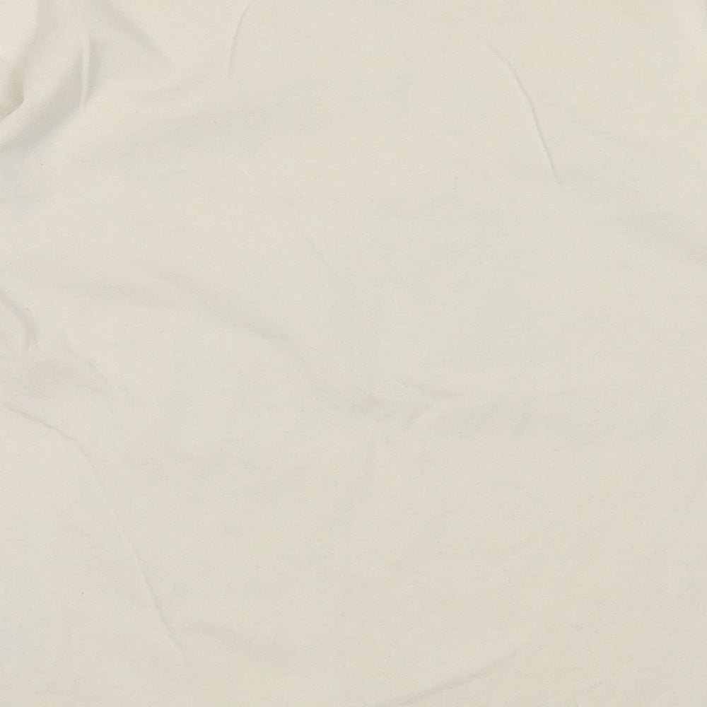 H&M Boys Ivory Cotton Basic T-Shirt Size 8 Years Round Neck Pullover - Adventure Explorers