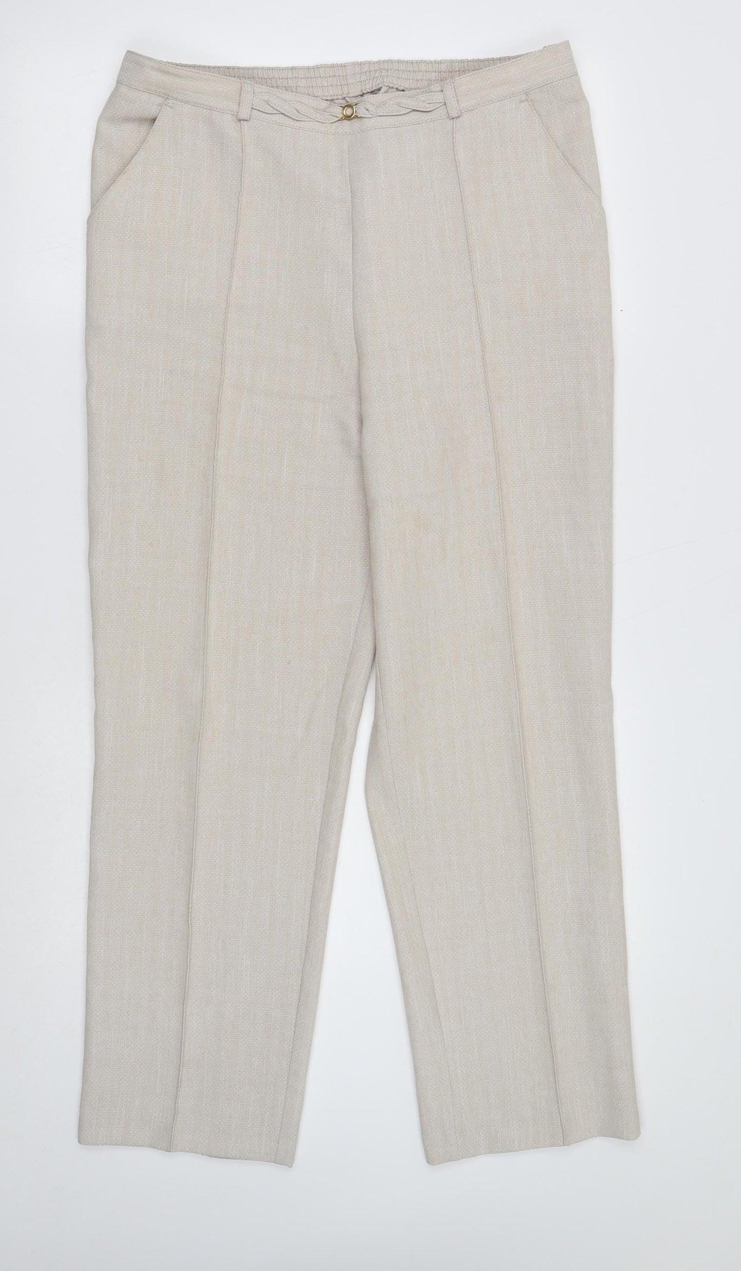 Marks and Spencer Womens Ivory Polyester Dress Pants Trousers Size 14 Regular