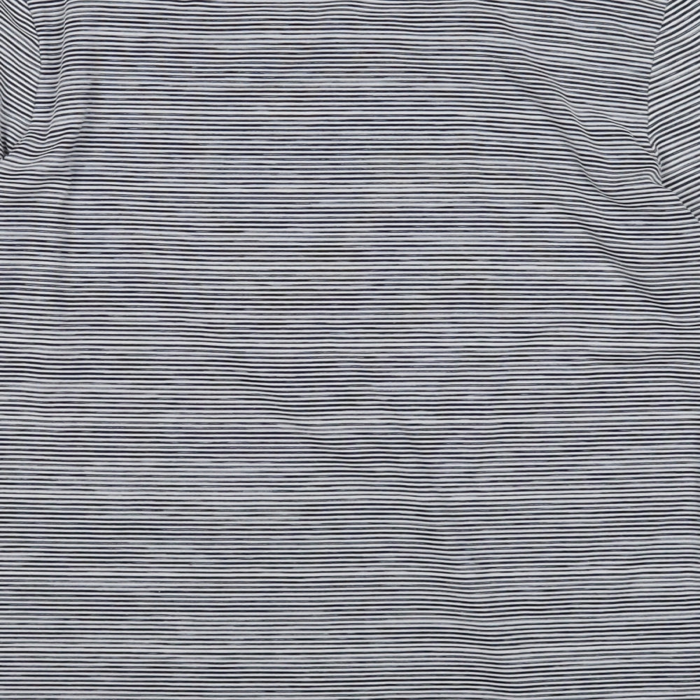Jasper Conran Womens Blue Striped Polyester Basic T-Shirt Size 14 Scoop Neck
