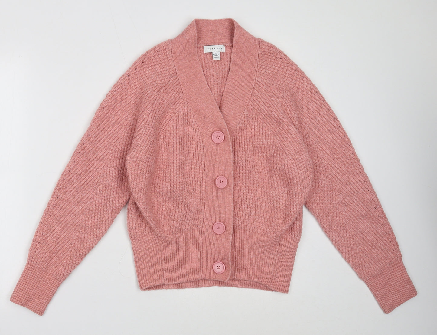 Topshop Womens Pink V-Neck Polyester Cardigan Jumper Size S