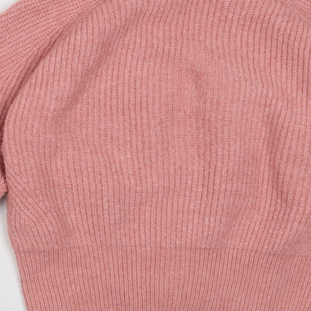 Topshop Womens Pink V-Neck Polyester Cardigan Jumper Size S