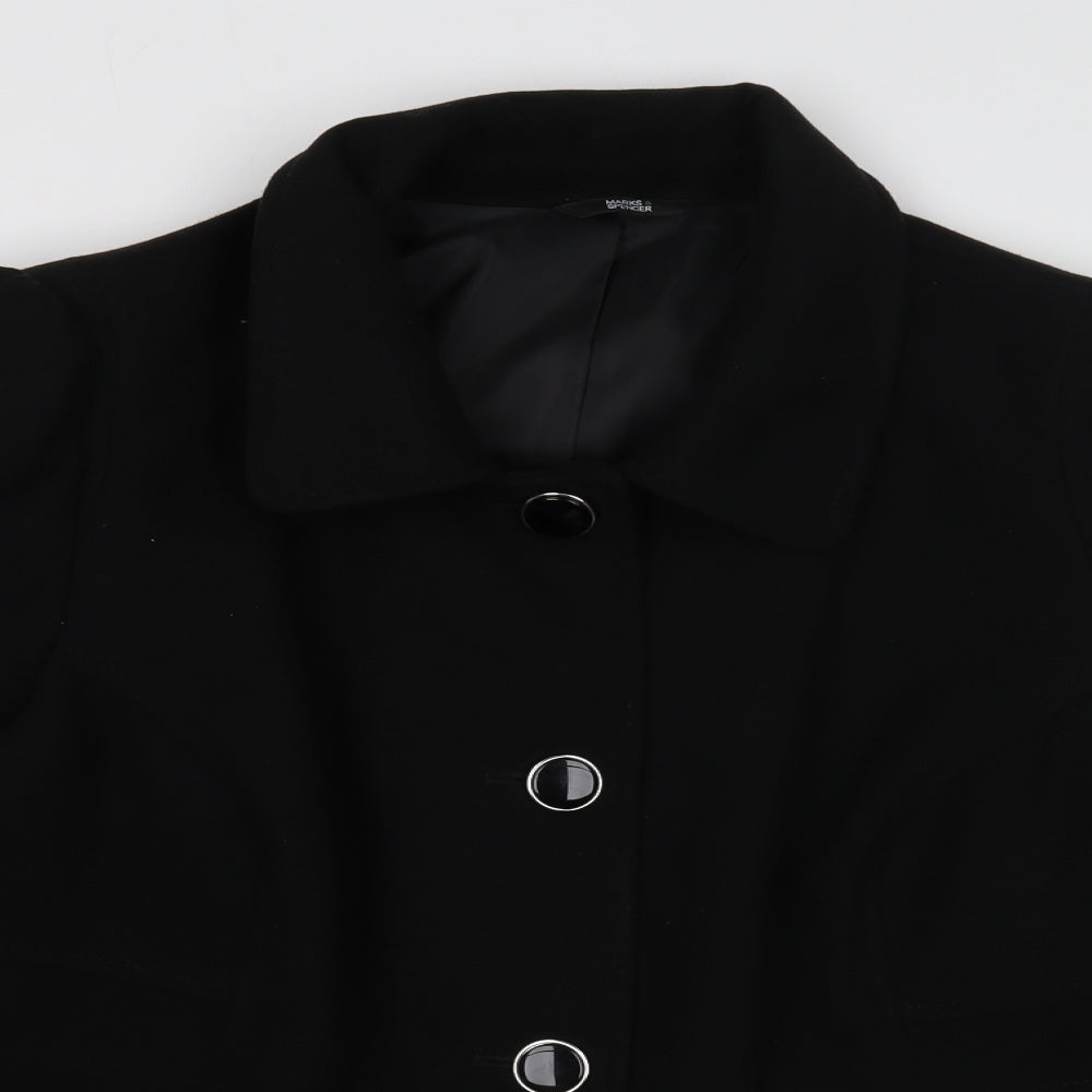 Marks and Spencer Womens Black Jacket Size 24 Button