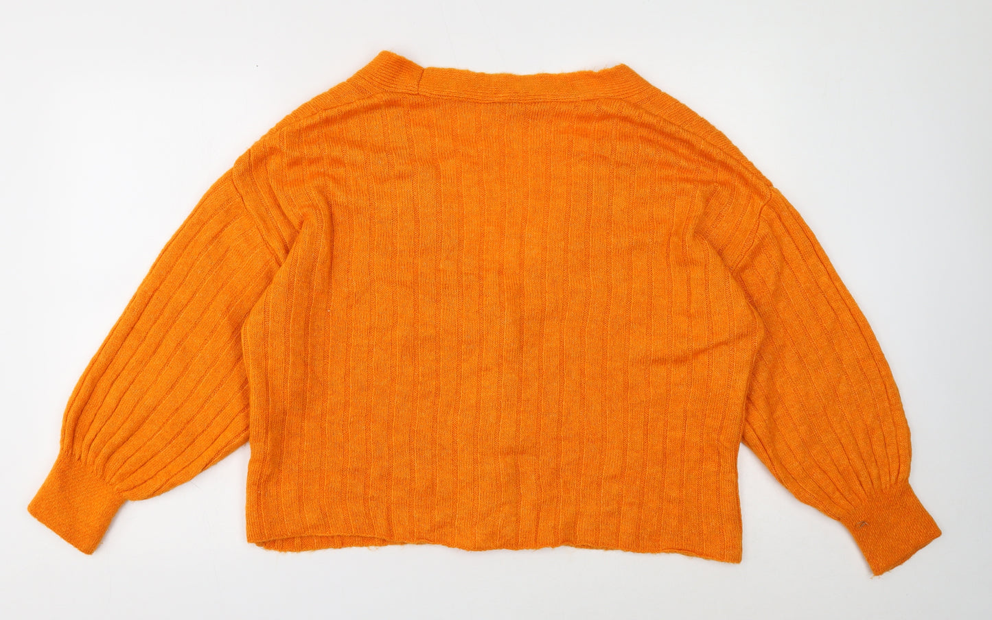 George Womens Orange V-Neck Acrylic Cardigan Jumper Size M