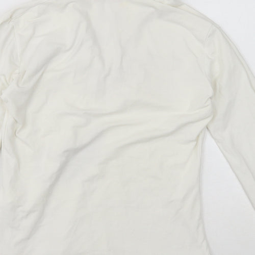 Pinki Womens White Cotton Basic T-Shirt Size M V-Neck