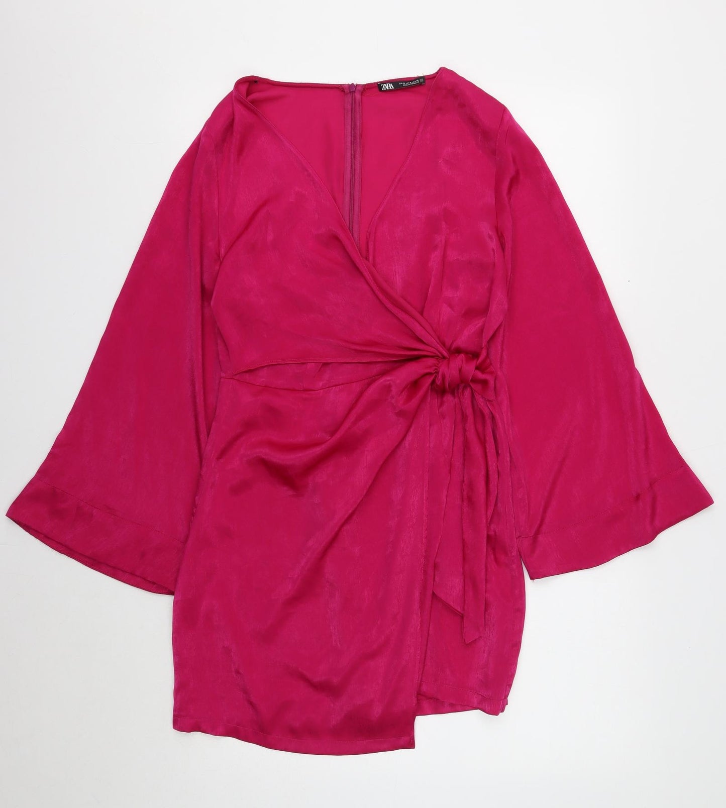 Zara Womens Pink Polyester Mini Size 12 V-Neck Zip