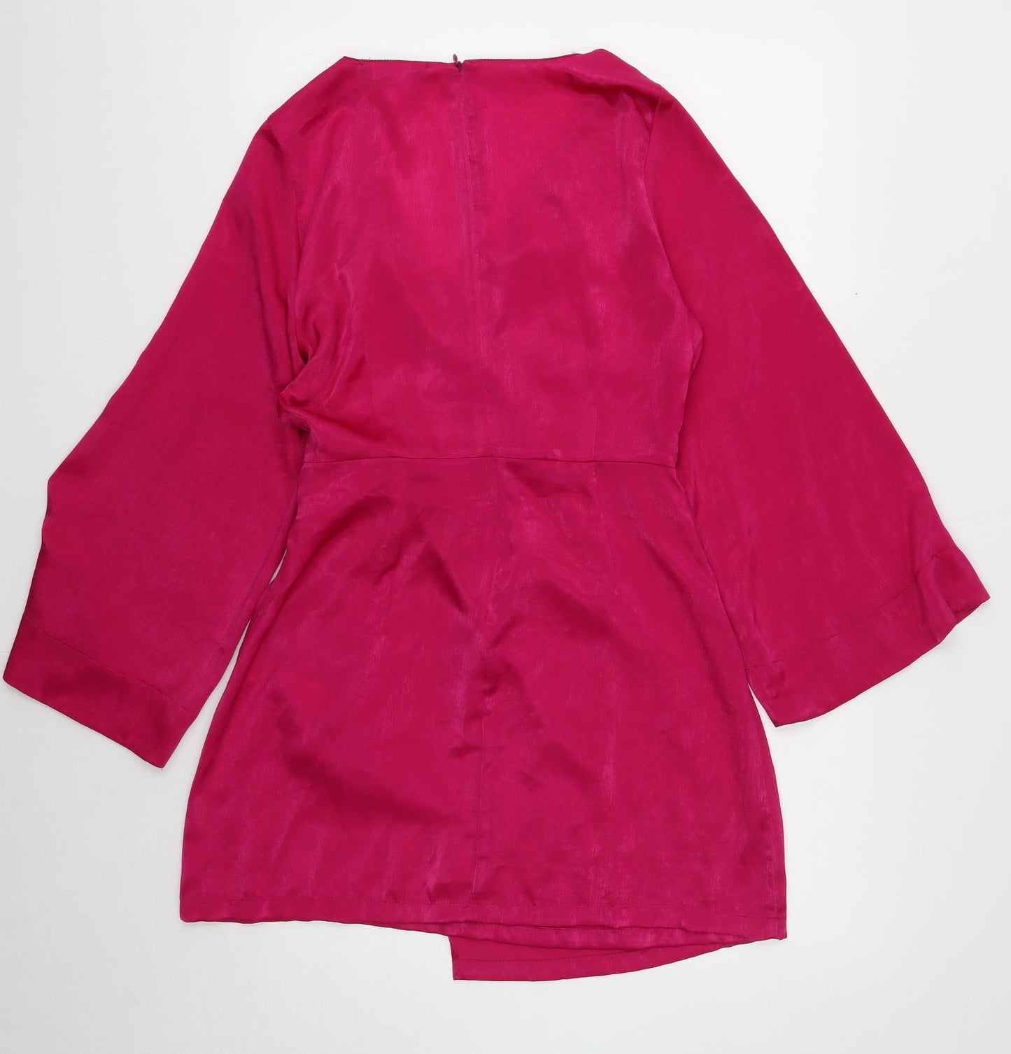 Zara Womens Pink Polyester Mini Size 12 V-Neck Zip