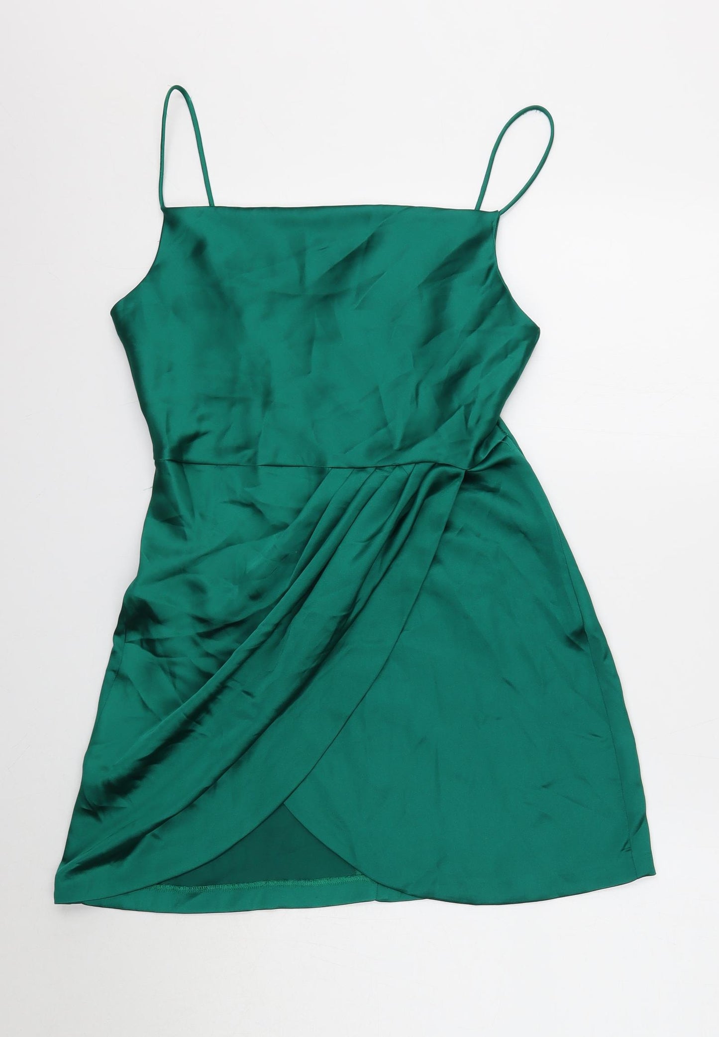 Zara Womens Green Polyester Mini Size M Square Neck Zip