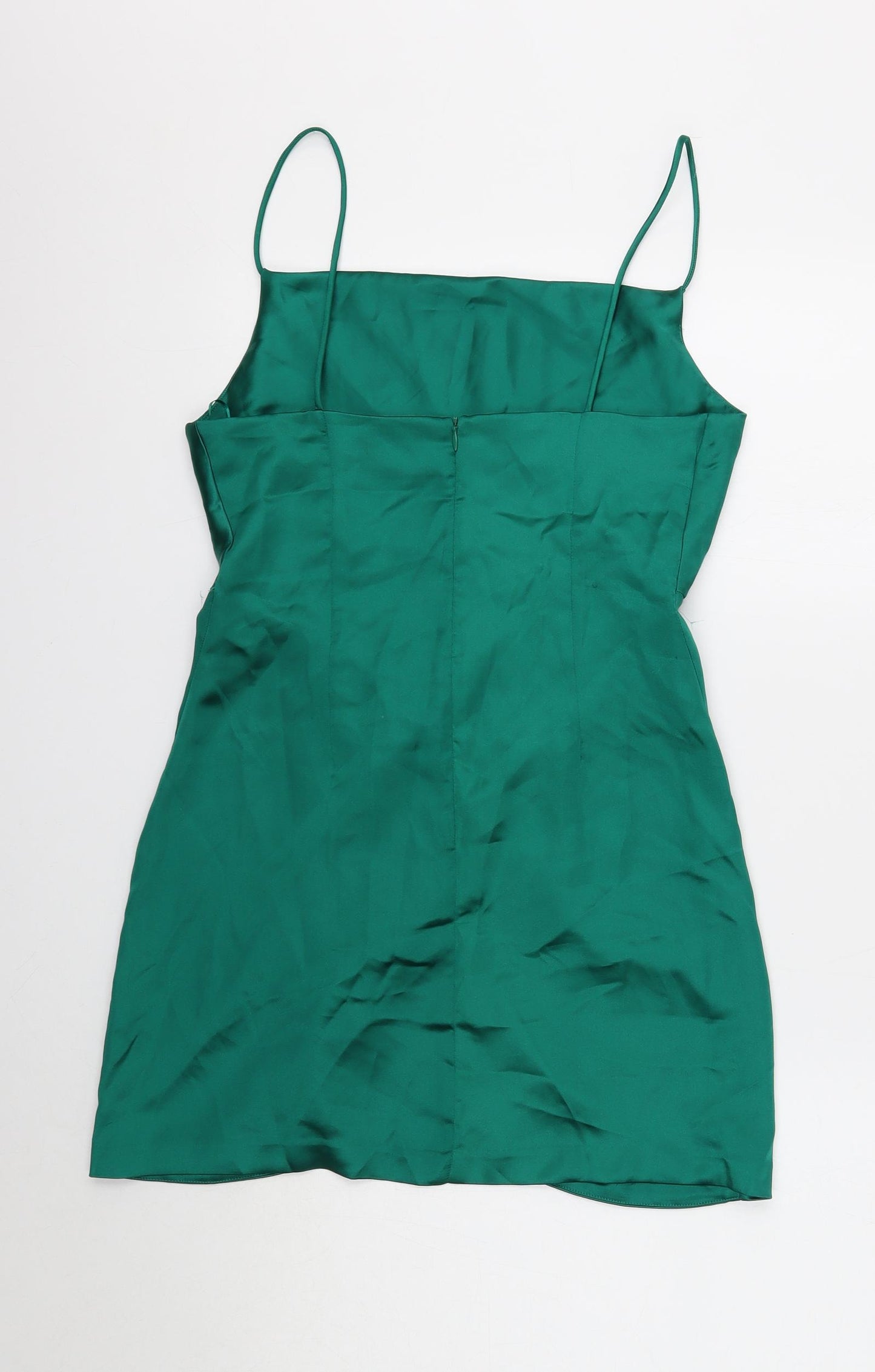 Zara Womens Green Polyester Mini Size M Square Neck Zip
