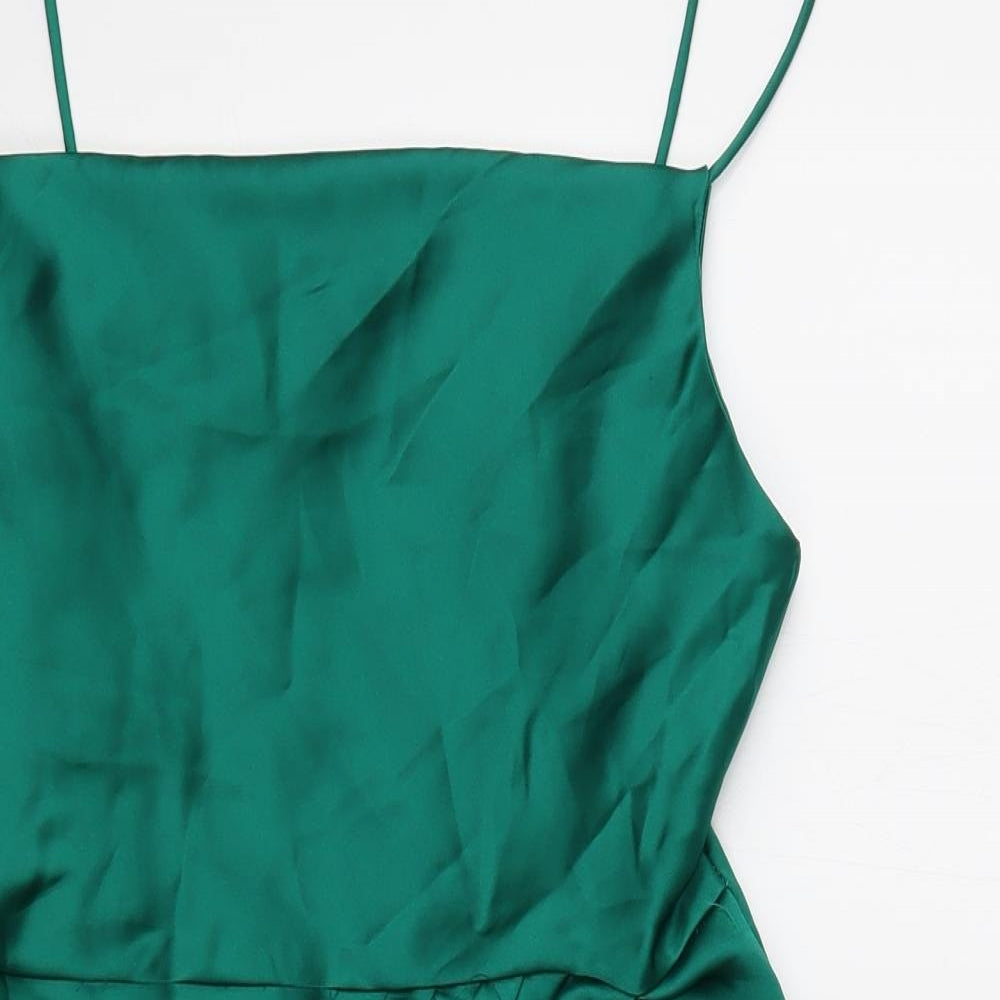 Zara Womens Green Polyester Mini Size M Square Neck Zip