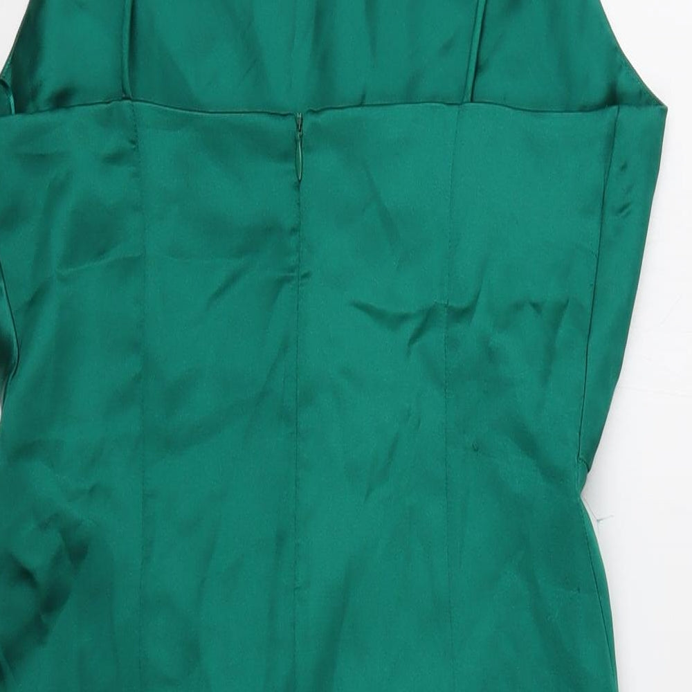 Zara Womens Green Polyester Mini Size M Square Neck Zip